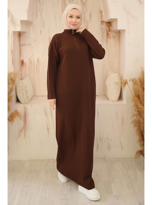 Brown - Modest Dress - Hafsa Mina