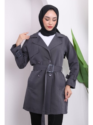 Smoke Color - Unlined - Trench Coat - İmaj Butik