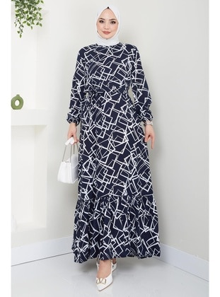 Navy Blue - Modest Dress - Hafsa Mina