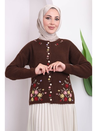 Brown - Knit Cardigan - İmaj Butik