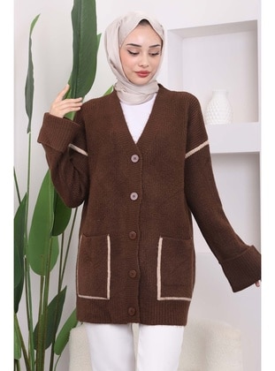 Brown - Knit Cardigan - İmaj Butik