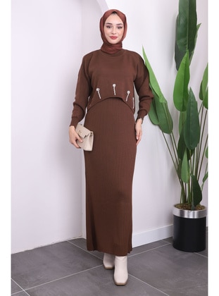 Brown - Knit Dresses - İmaj Butik