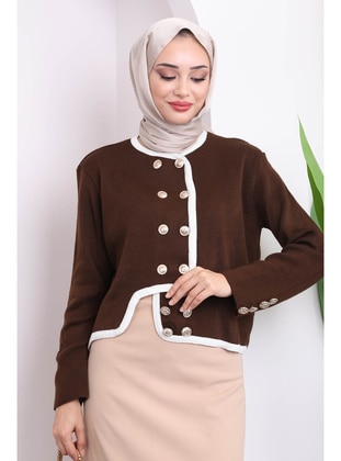 Brown - Knit Cardigan - İmaj Butik