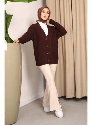 Brown - Knit Cardigan - İmaj Butik