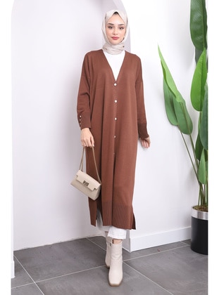 Brown - Knit Cardigan - İmaj Butik