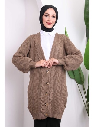 Brown - Knit Cardigan - İmaj Butik