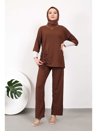 Milky Brown - Unlined - Suit - İmaj Butik