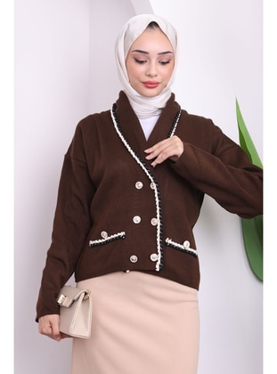 Brown - Knit Cardigan - İmaj Butik