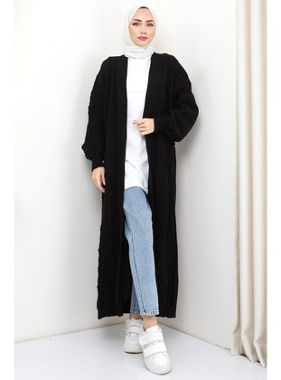 Black - Knit Cardigan - Hafsa Mina