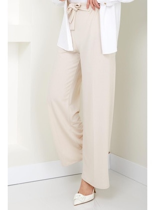 Beige - Pants - Hafsa Mina