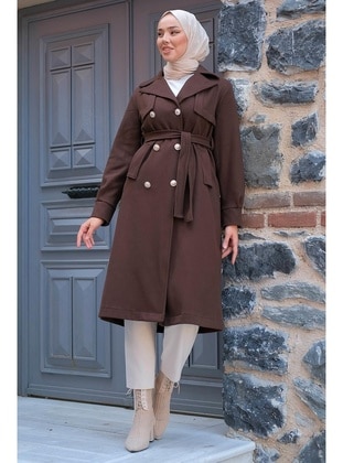 Brown - Coat - Hafsa Mina