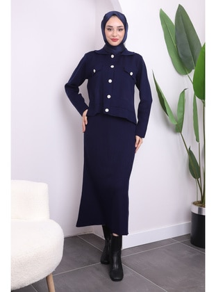 Navy Blue - Knit Dresses - İmaj Butik