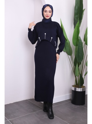 Navy Blue - Knit Dresses - İmaj Butik