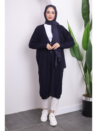 Navy Blue - Knit Cardigan - İmaj Butik