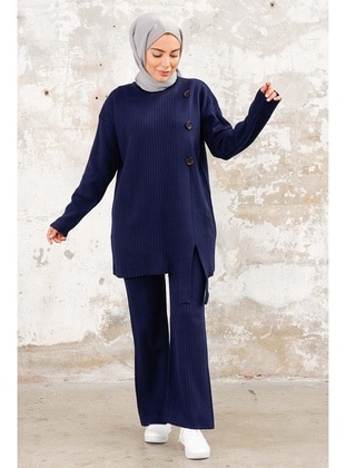 Navy Blue - Knit Suits - Bestenur