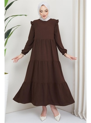 Brown - Modest Dress - Hafsa Mina