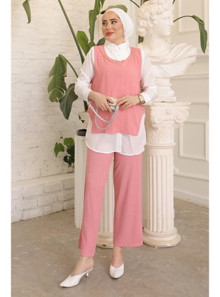 Pink - Unlined - Suit - İmaj Butik