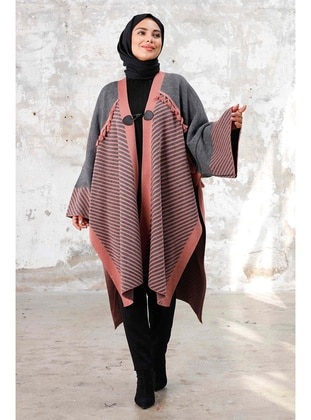 Anthracite - Knit Poncho - Bestenur