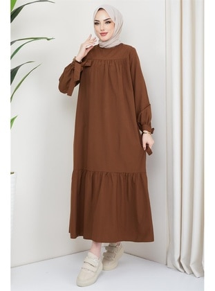 Brown - Modest Dress - Hafsa Mina