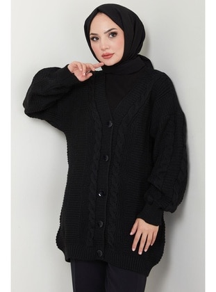 Black - Knit Cardigan - Hafsa Mina