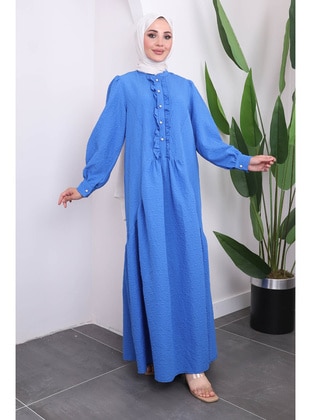 Saxe Blue - Unlined - Modest Dress - İmaj Butik