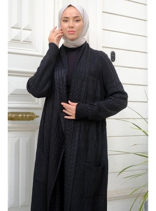 Black - Knit Cardigan - Hafsa Mina