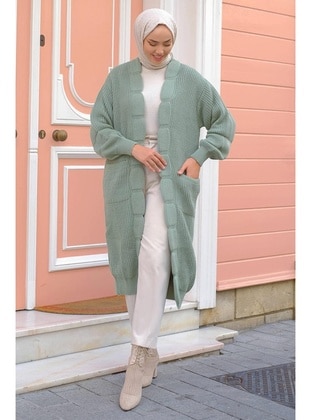 Mint Green - Knit Cardigan - Hafsa Mina