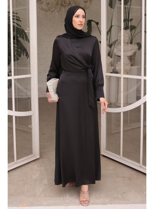 Black - Unlined - Modest Evening Dress - İmaj Butik