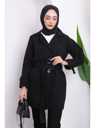 Black - Unlined - Trench Coat - İmaj Butik