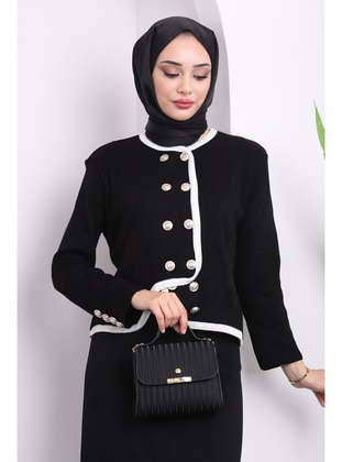 Black - Knit Cardigan - İmaj Butik