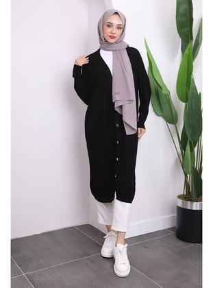 Black - Knit Cardigan - İmaj Butik