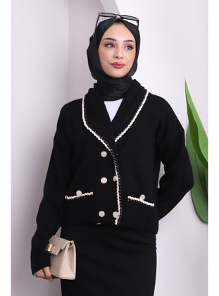 Black - Knit Cardigan - İmaj Butik