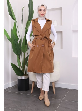 Tan - Fully Lined - Vest - İmaj Butik