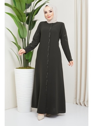 Khaki - Plus Size Abaya - Hafsa Mina