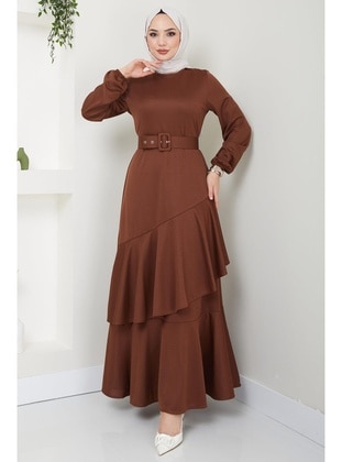 Brown - Modest Dress - Hafsa Mina