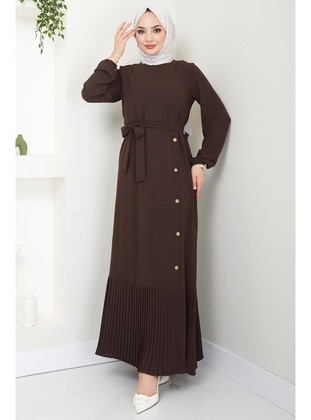 Brown - Modest Dress - Hafsa Mina