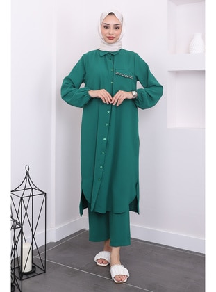 Green - Unlined - Suit - İmaj Butik