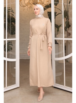 Beige - Unlined - Modest Dress - İmaj Butik