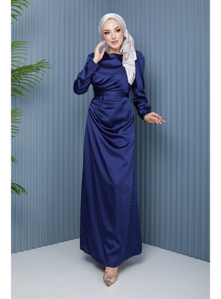 Navy Blue - Unlined - Modest Evening Dress - İmaj Butik