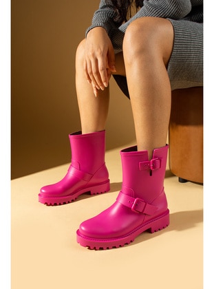 Fuchsia - High Heel Boots - Boots - Pembe Potin