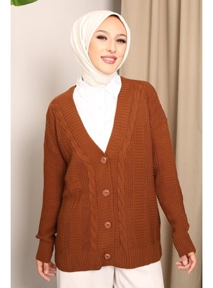 Tan - Knit Cardigan - İmaj Butik