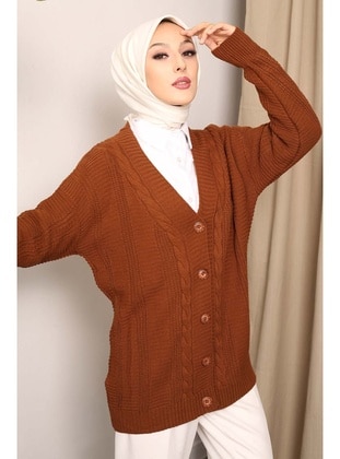 Tan - Knit Cardigan - İmaj Butik