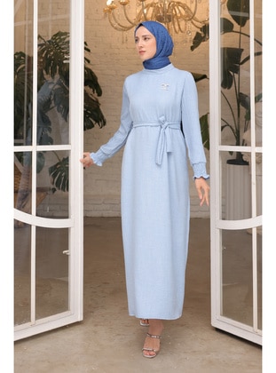 Baby Blue - Unlined - Modest Dress - İmaj Butik