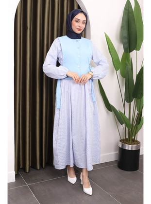 Baby Blue - Unlined - Modest Dress - İmaj Butik