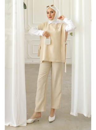 Beige - Unlined - Suit - İmaj Butik