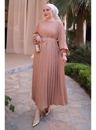 Beige - Unlined - Modest Dress - İmaj Butik