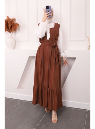 Brown - Unlined - Modest Dress - İmaj Butik