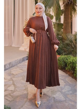 Brown - Unlined - Modest Dress - İmaj Butik