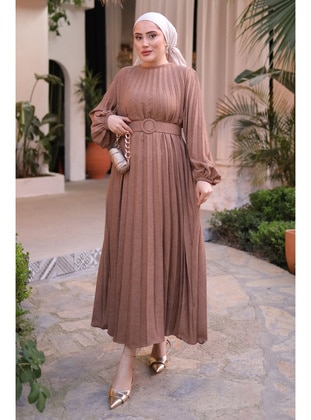 Dark Mink - Unlined - Modest Dress - İmaj Butik