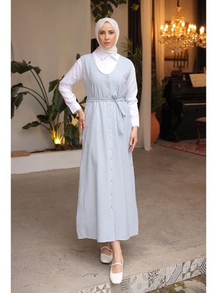 Blue - Unlined - Modest Dress - İmaj Butik